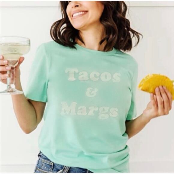 WILDFOX Keke Tacos & Margs Yucca Mint Green Graphic Tee Shirt size S NWT - Picture 7 of 7